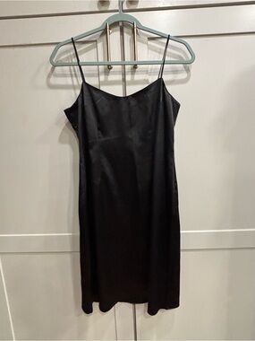 Rickie Freeman for Teri Jon black satin slip dress, size 4